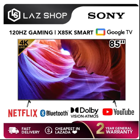 Sony 85 Inch 4K UHD Google TV KD-85X85K | 120Hz Gaming | High Dynamic Range HDR Smart TV X85K Series Bravia XR