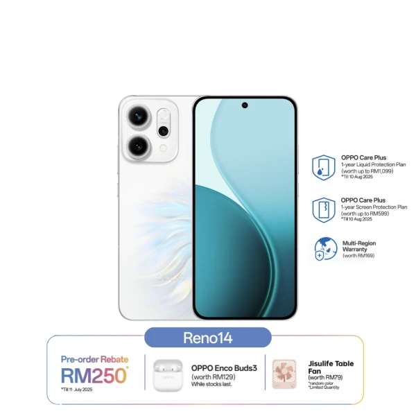 [Pre -Order] OPPO Reno 14 5G (12GB+512GB) (ETA : 12th July 2025 onwards)