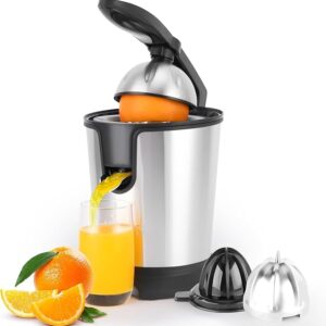 Electric Citrus Juicer, 350W 15000rpm Auto Off Dishwasher Stainless Steel Orange Juicer Ultra Powerful Motor Soft Handle Citrus Squeezer for Oranges, Lemons